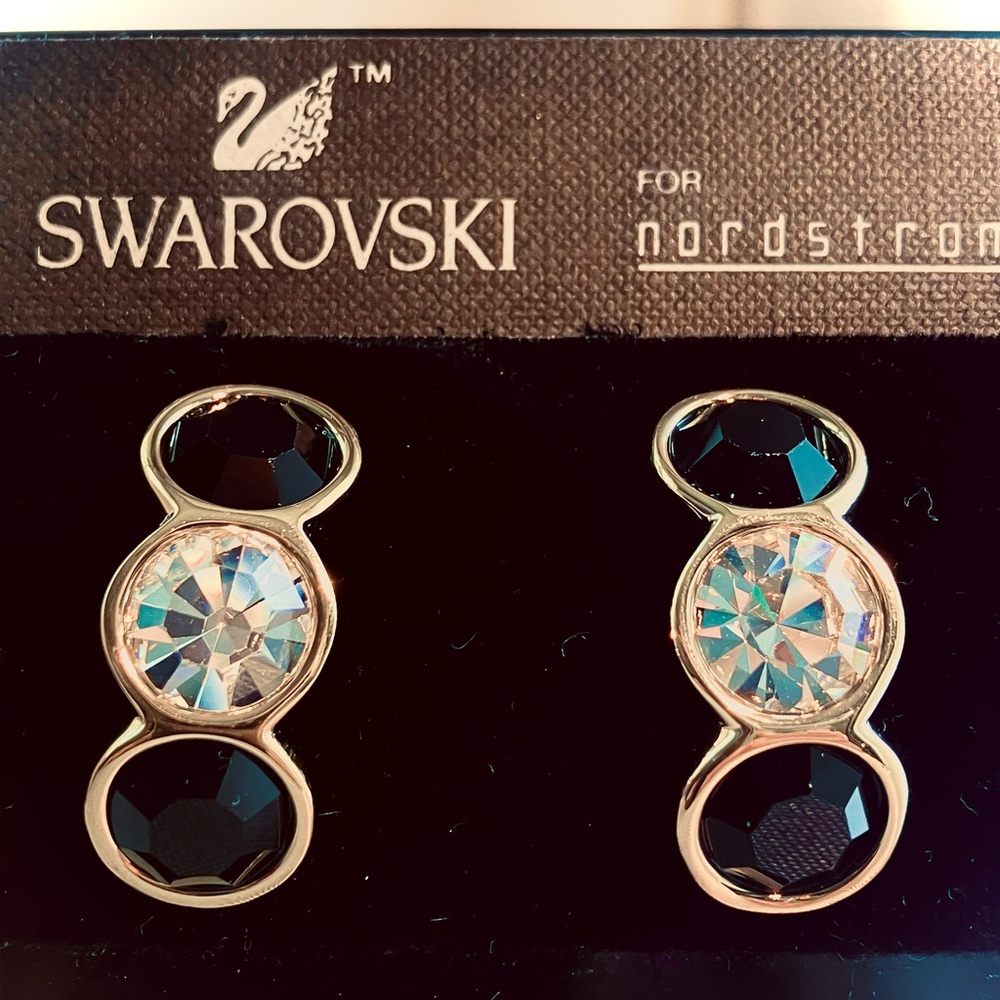 Swarovski SAL Gold tone Crystal earrings, Vintage 80’s.